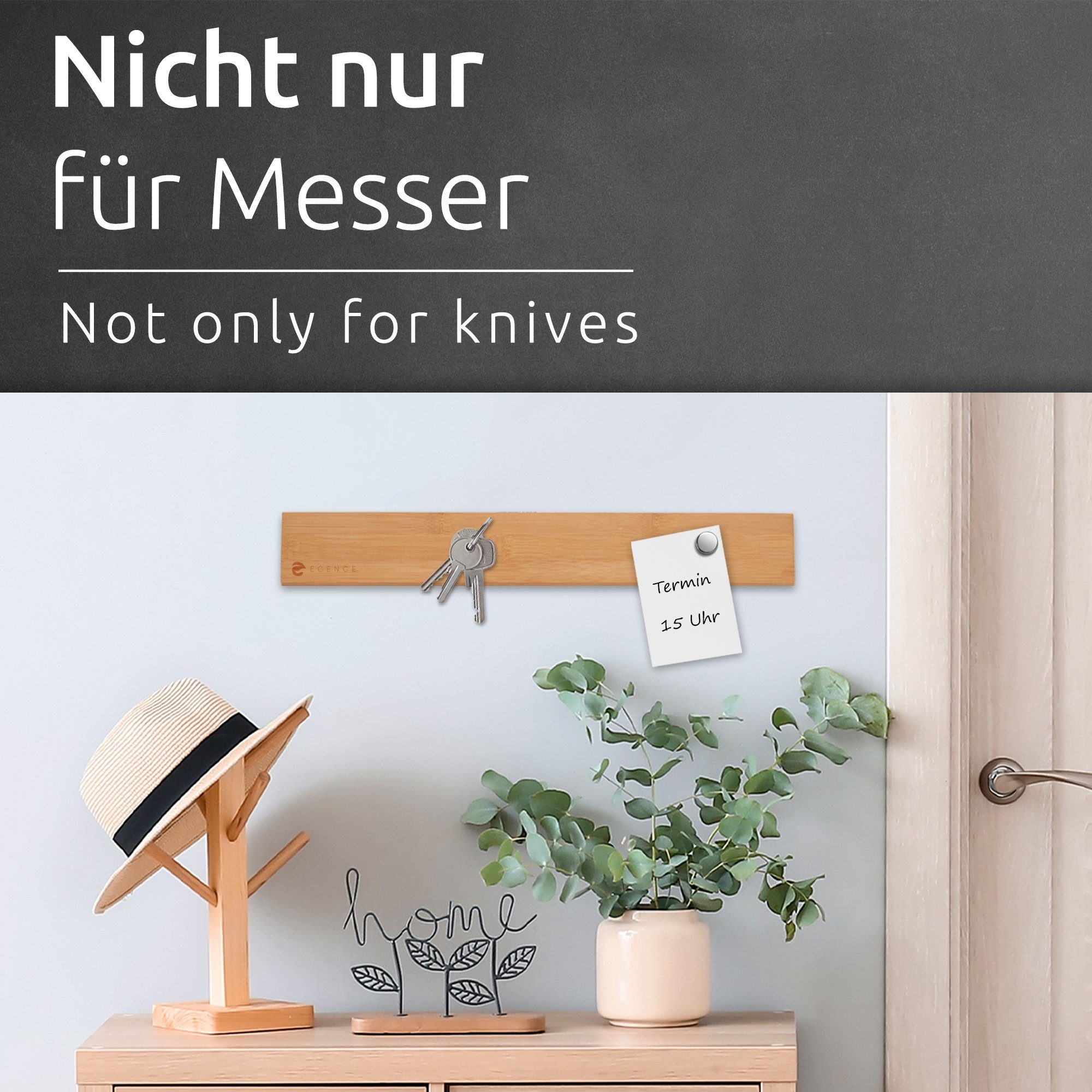 ECENCE Wand-Magnet Messer-Leiste Bambus Messerleiste magnetisch Messerblock