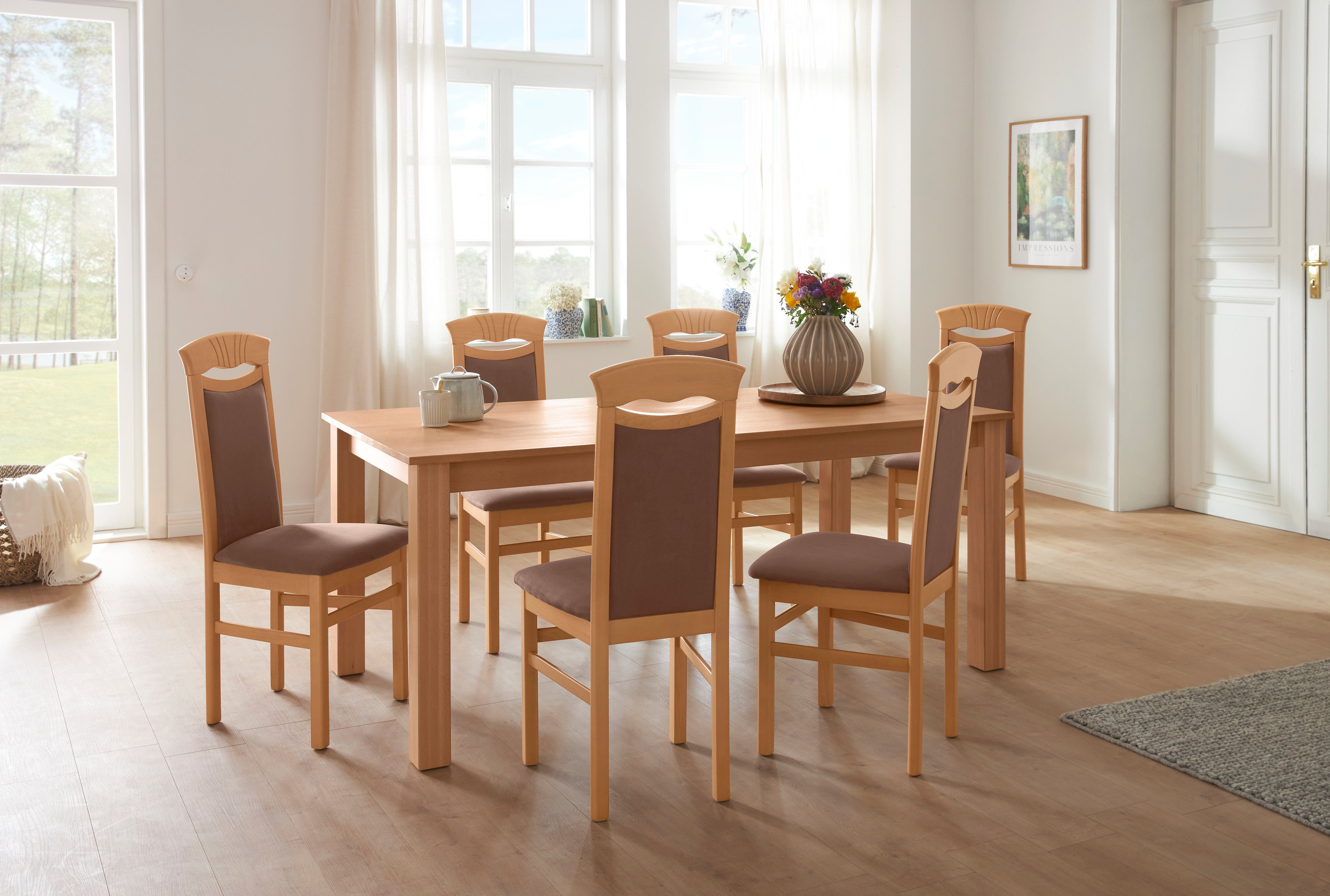 Home affaire 4-Fußstuhl Franz (Set, 2 St), strapazierfähige Microfaser, Gestell Buche natur oder weiß lackiert