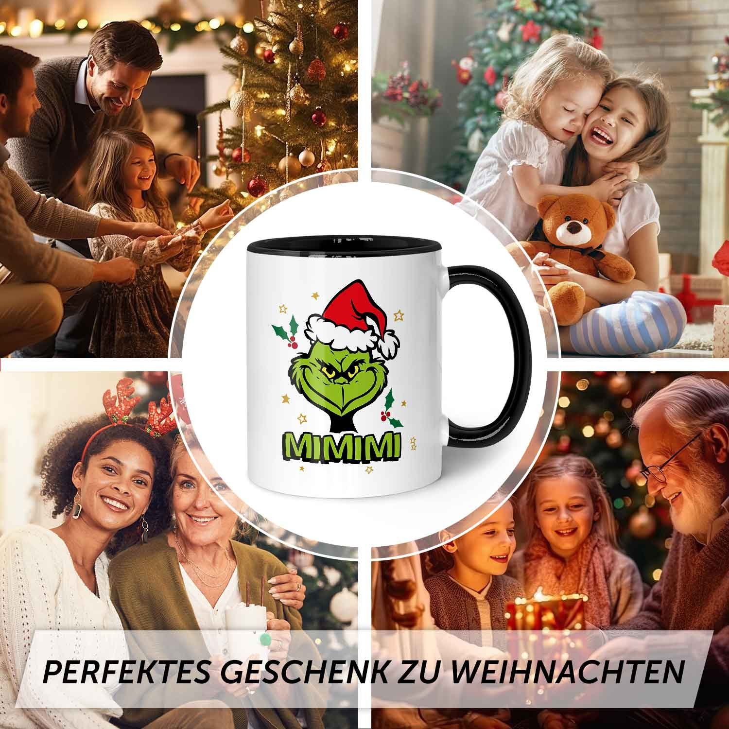 GRAVURZEILE Tasse mit Weihnachtsmotiv - Geschenke für Frauen & Männer zu Weihnachten, Spülmaschinenfest - Grinch MiMiMi - Schwarz und Weiß