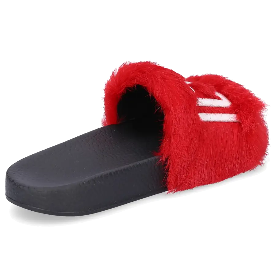 Dsquared2 - Hausschuhe LAPIN Fell Logo rot schwarz - rot