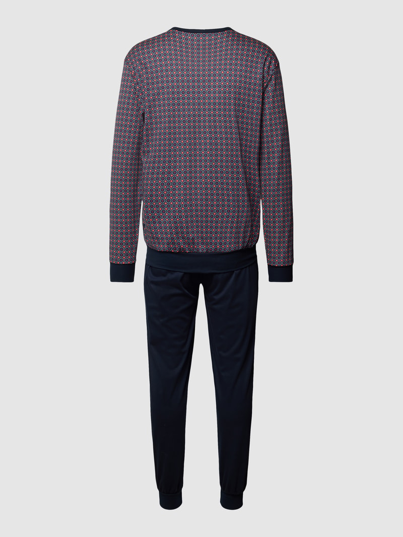 Pyjama mit Allover-Muster in marineblau