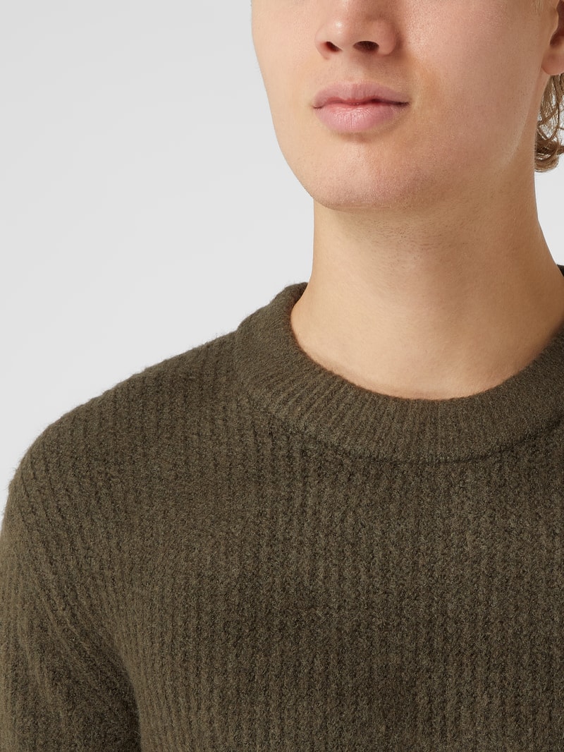 Pullover mit Woll-Anteil Modell 'Unid' in taupe