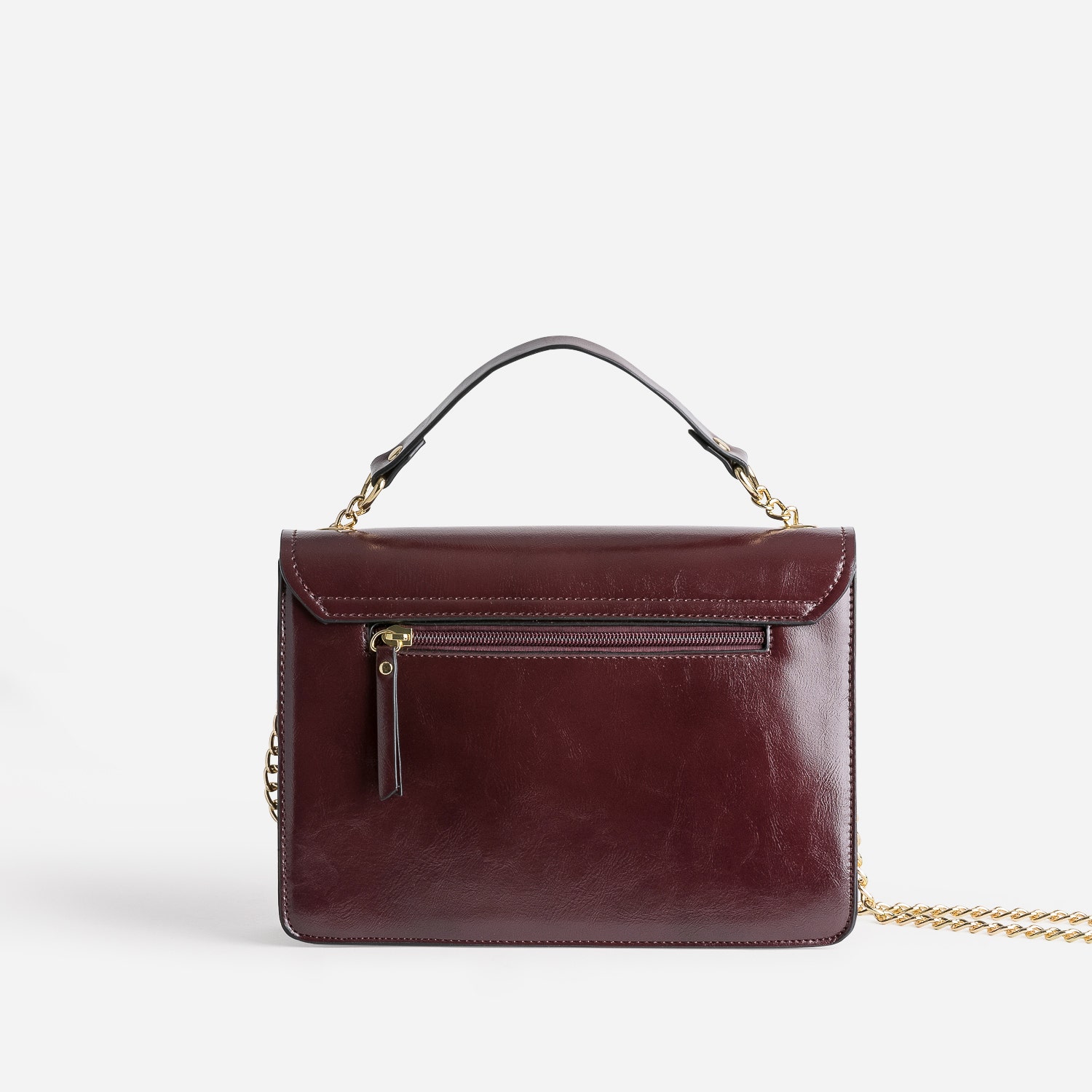 Sac à main bordeaux avec ouverture fantaisie