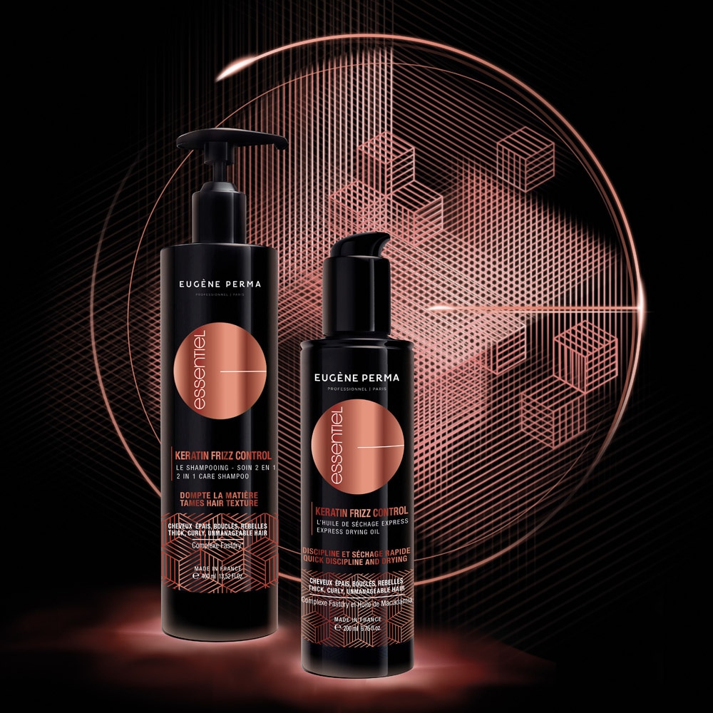 essentiel Huile Keratin Frizz Cheveux épais, bouclés, rebelles