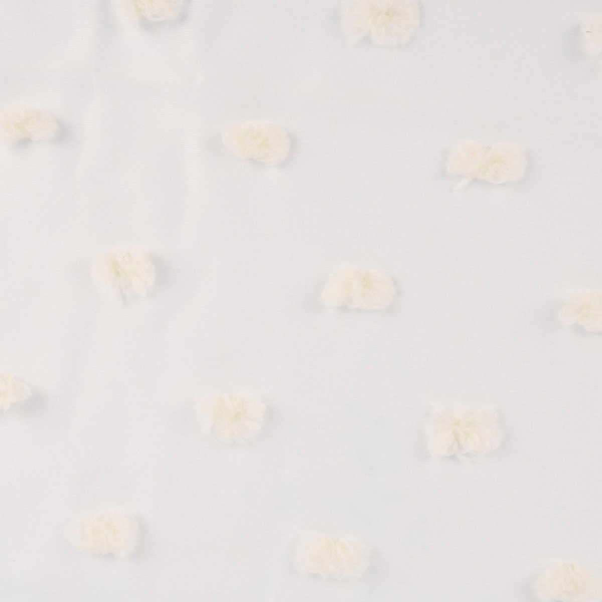 Meterware Rasch Textil Bambino Stores Pom Pom Puscheln weiß creme 3m, (1 St), halbtransparent, Kunstfaser, bestickt