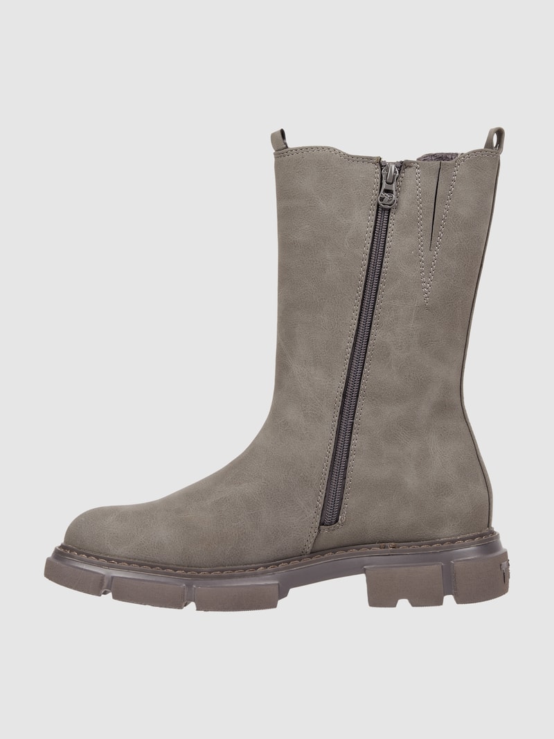 Stiefel in Leder-Optik in mittelgrau