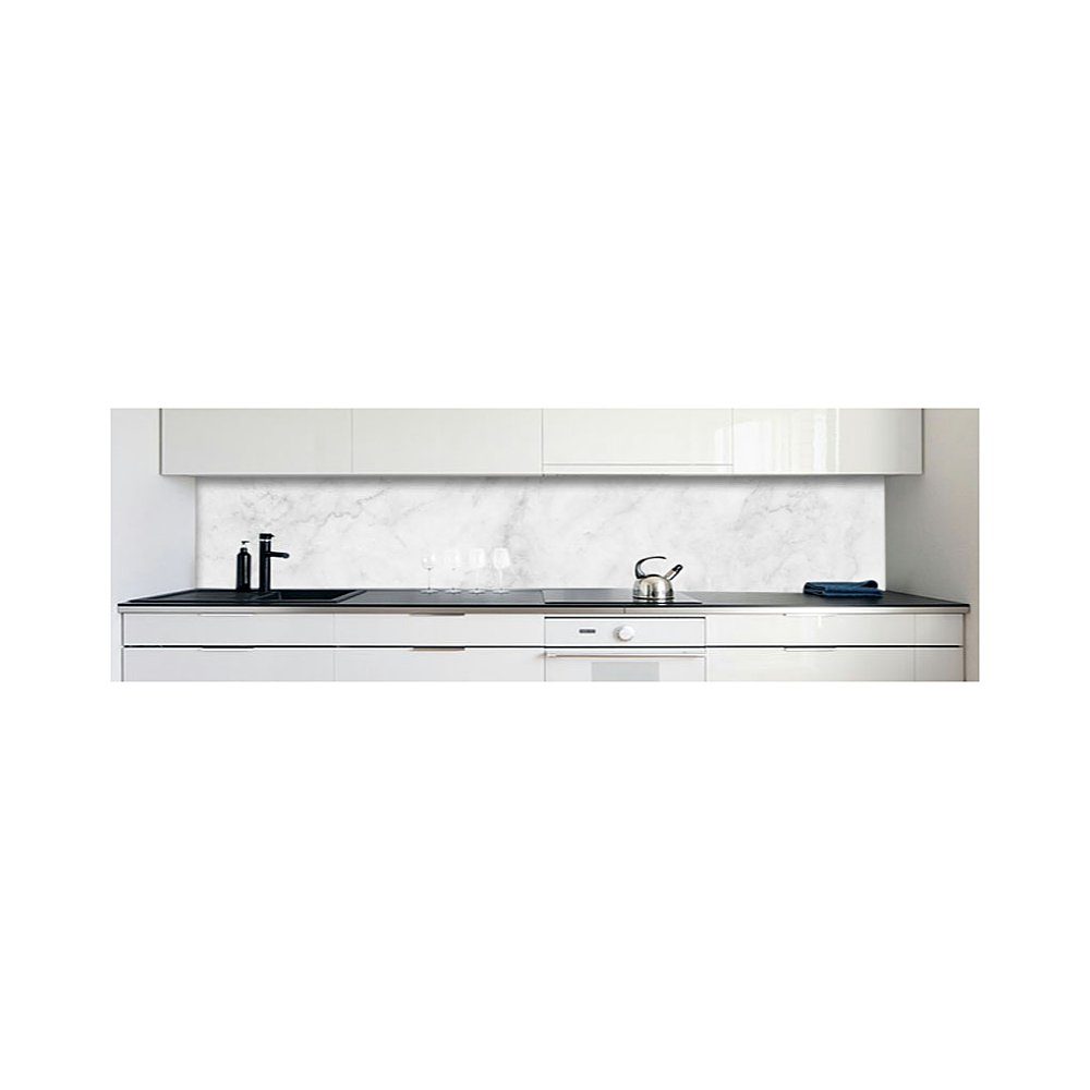 DRUCK-EXPERT Küchenrückwand Küchenrückwand Marmor Weiß Premium Hart-PVC 0,4 mm selbstklebend