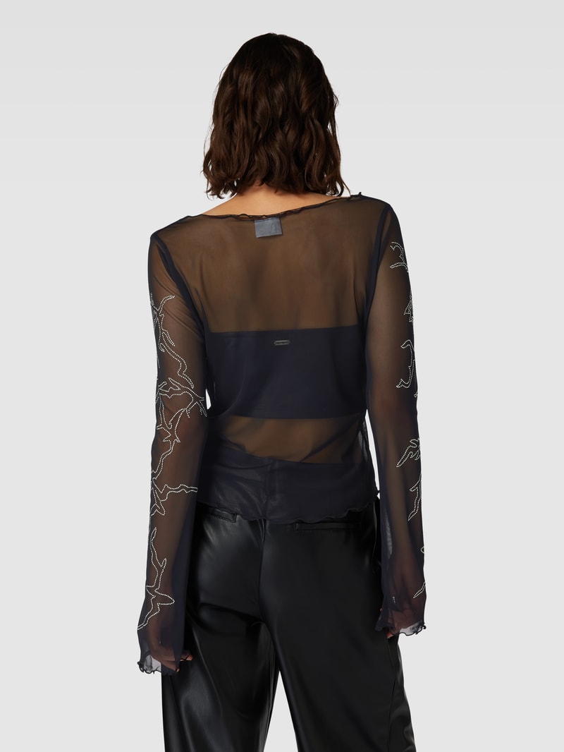 Longsleeve in transparentem Design Modell 'VIOLET' in schwarz