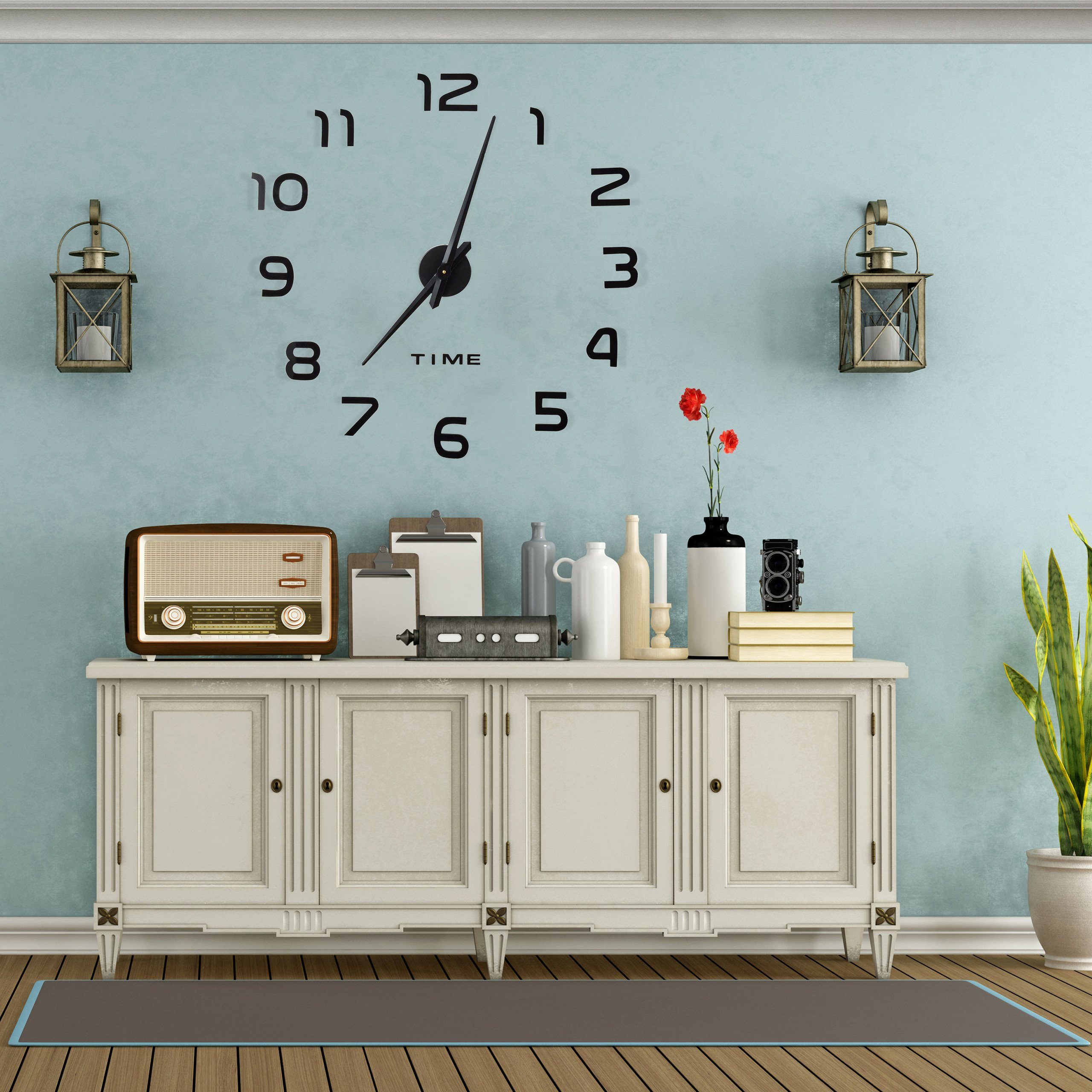 relaxdays Wanduhr DIY Wanduhr mit 3D-Zahlen (Schwarz)
