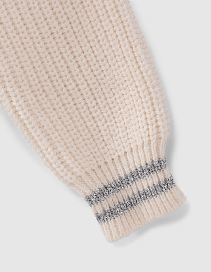 Pull blanc cassé tricot broderies étoiles fille