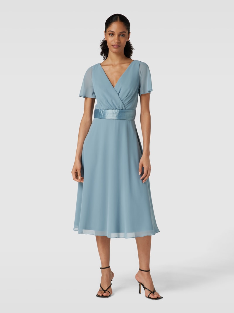 Cocktailkleid in Wickel-Optik in ozean blau