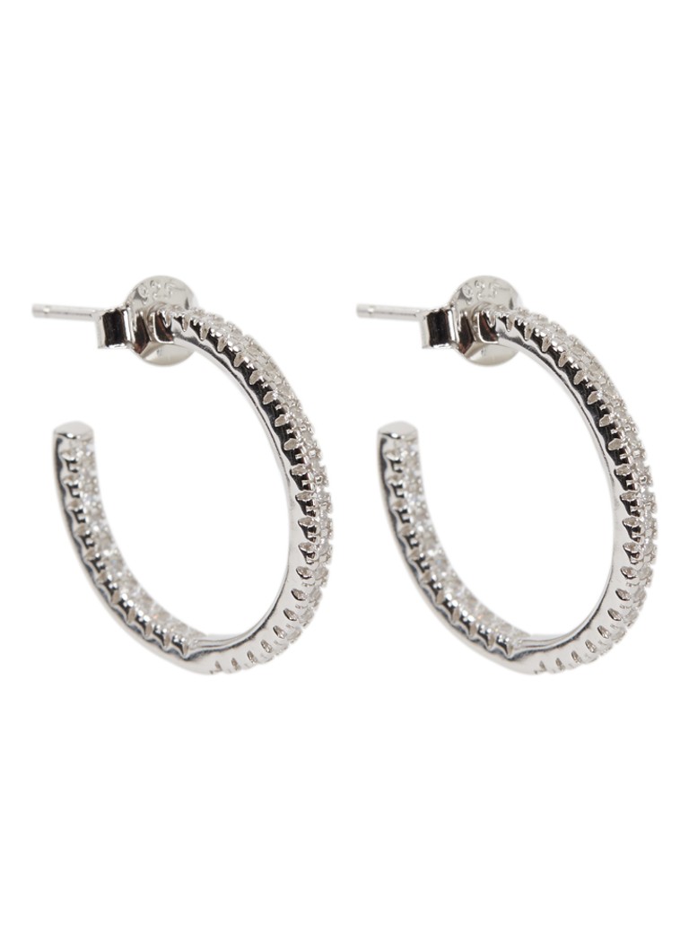Boucles d'oreilles créoles argentées Franky Amsterdam The Go To Glam avec zircone cubique