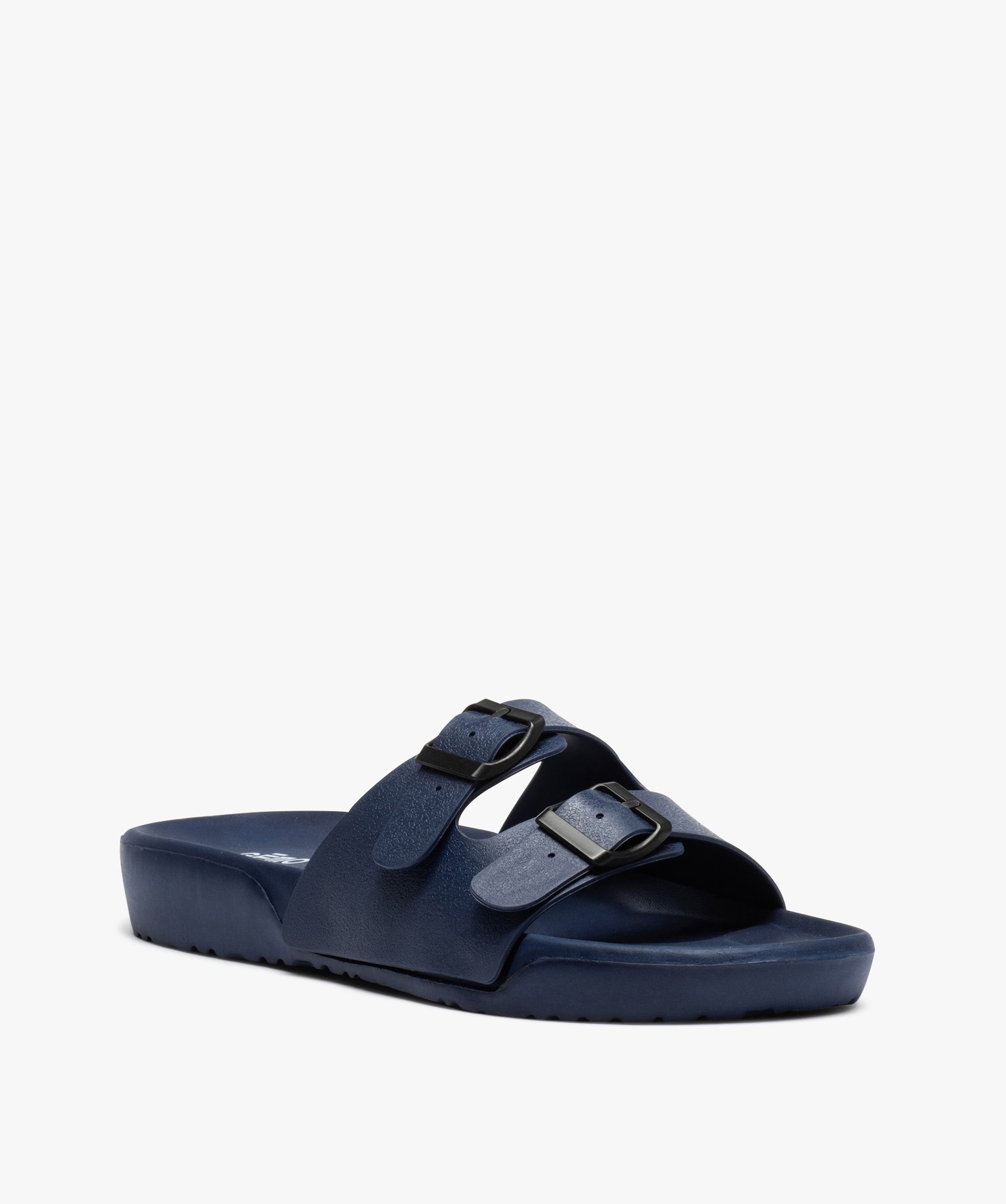 Mules de piscine homme unies à brides ajustables marine | GEMO