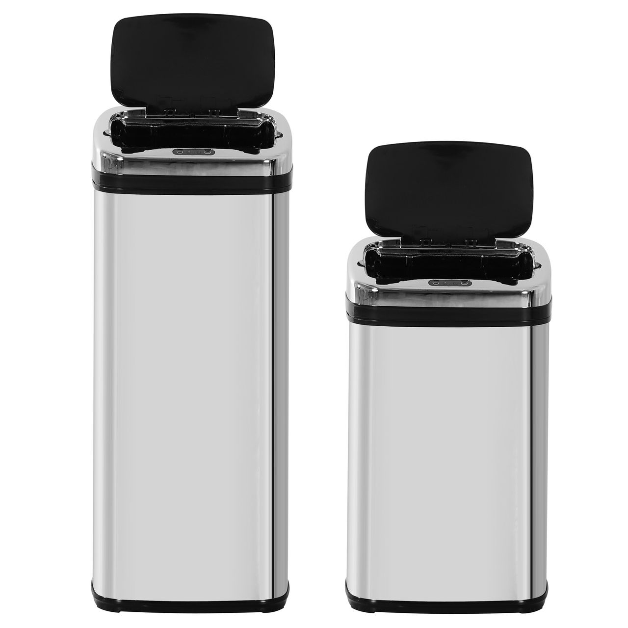 HOMCOM Edelstahl Automatik Sensor Mülleimer Abfalleimer IR Sensor mit/ohne Inneneimer rund viereckig (30L/viereckig)