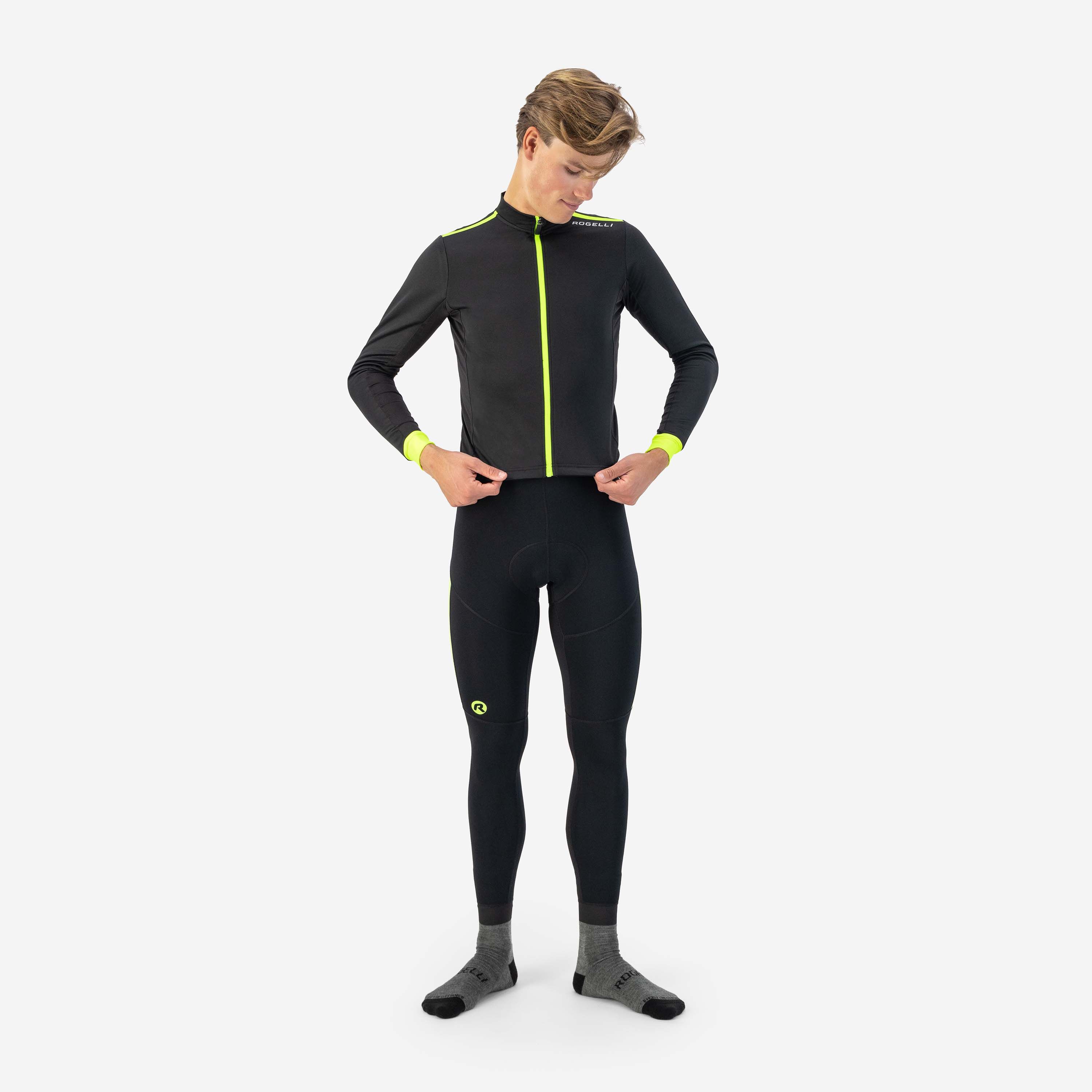 Rogelli Core Black Fluor Herren Langarm-Radtrikot