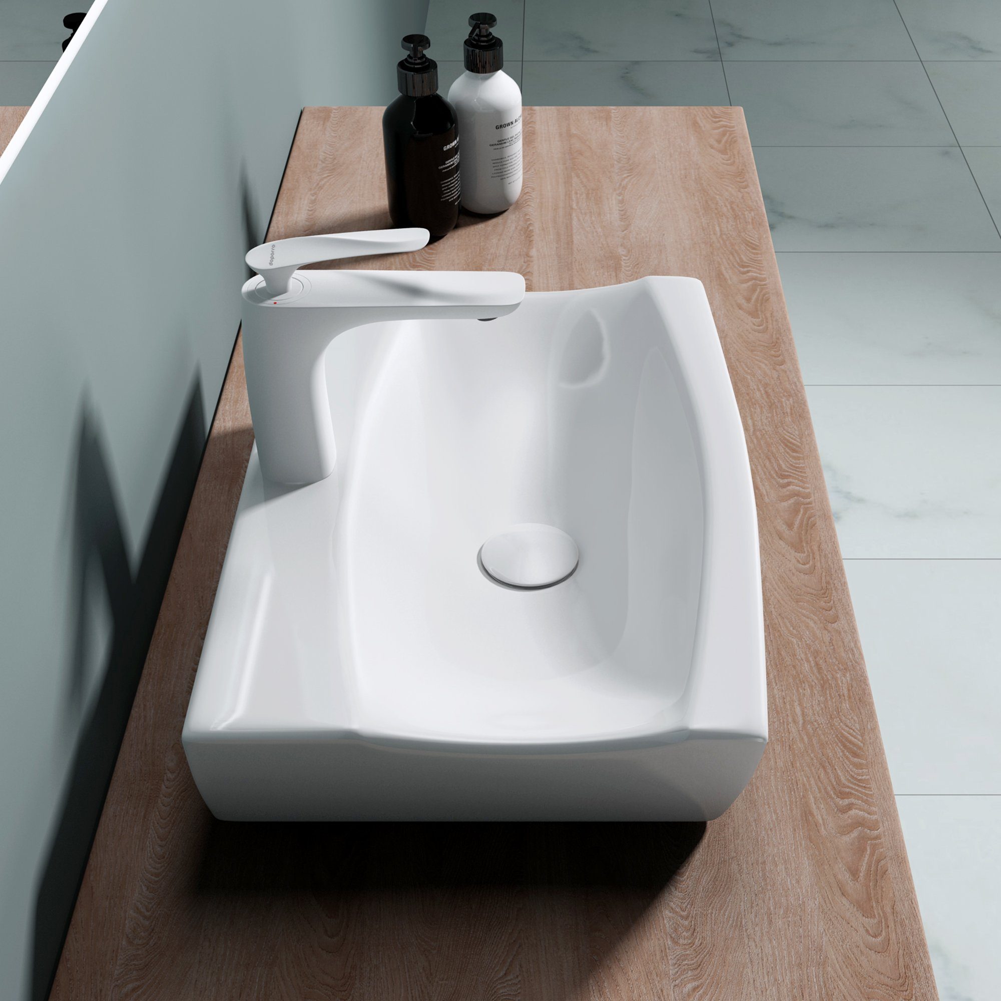 doporro Aufsatzwaschbecken doporro Design-Aufsatzwaschbecken inkl. Nano-Beschichtung aus Keramik, Hand-Waschbecken / Waschtisch