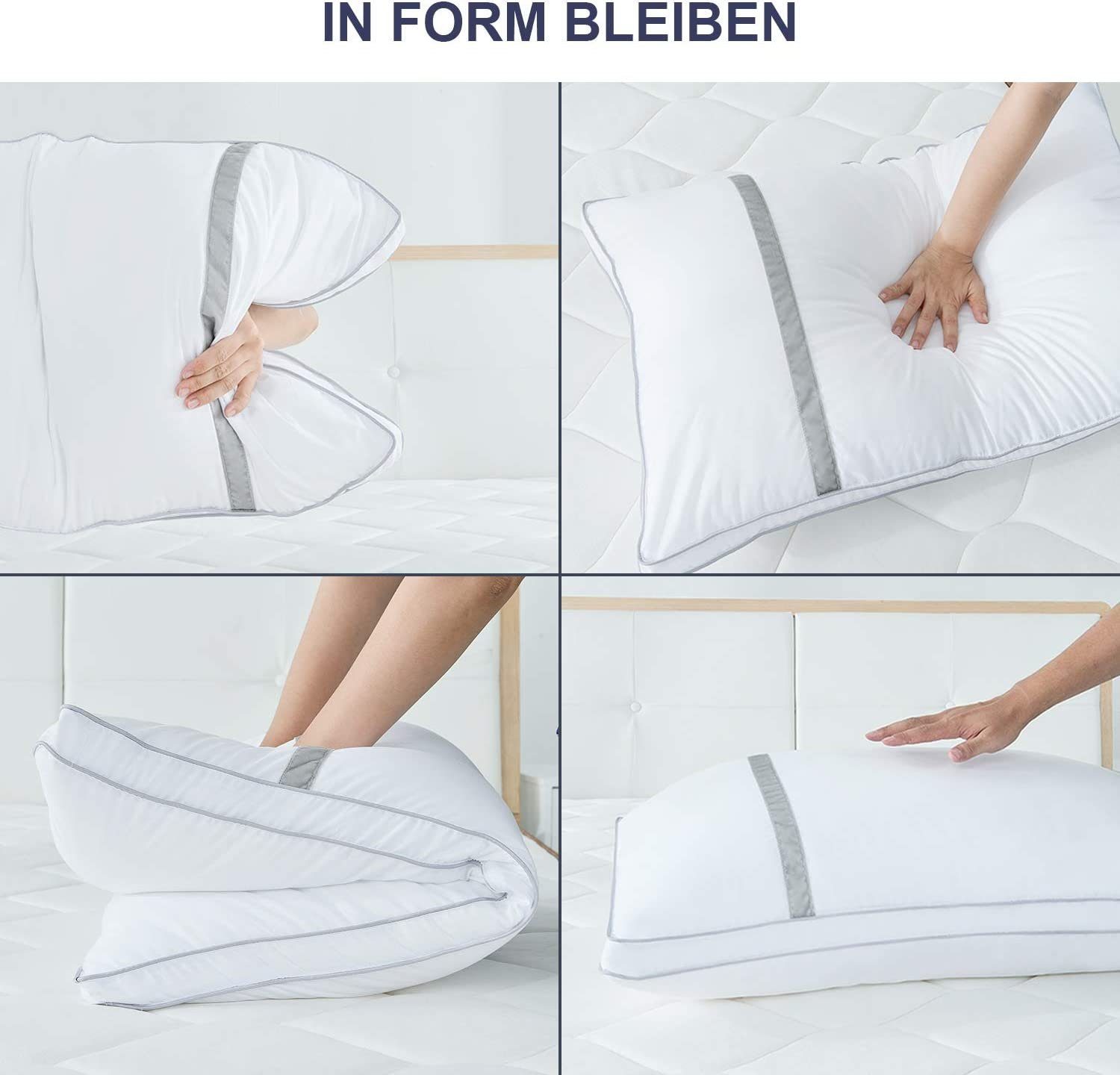 Microfaserkissen Kopfkissen 2er Set, 40/80×80cm Kissen aus Mikrofaser, BedStory, Füllung: Mikrofaser, 80x80x22cm, Set, Allergikergeeignet Hypoallergen Maschinenwaschbar