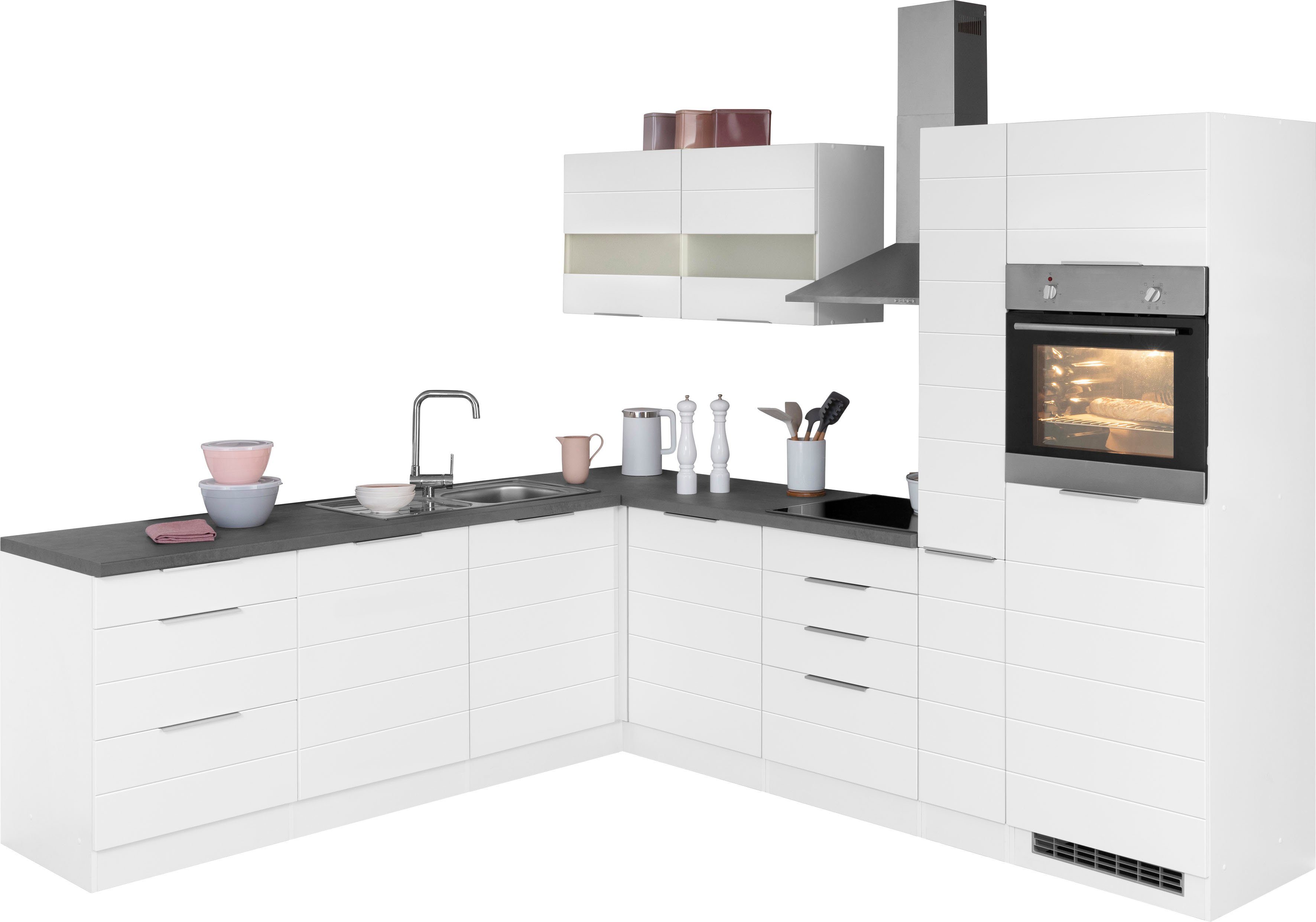 HELD MÖBEL Küche Luhe, Stellbreite 240x270 cm, wahlweise mit oder ohne E-Geräten, MDF-Fronten