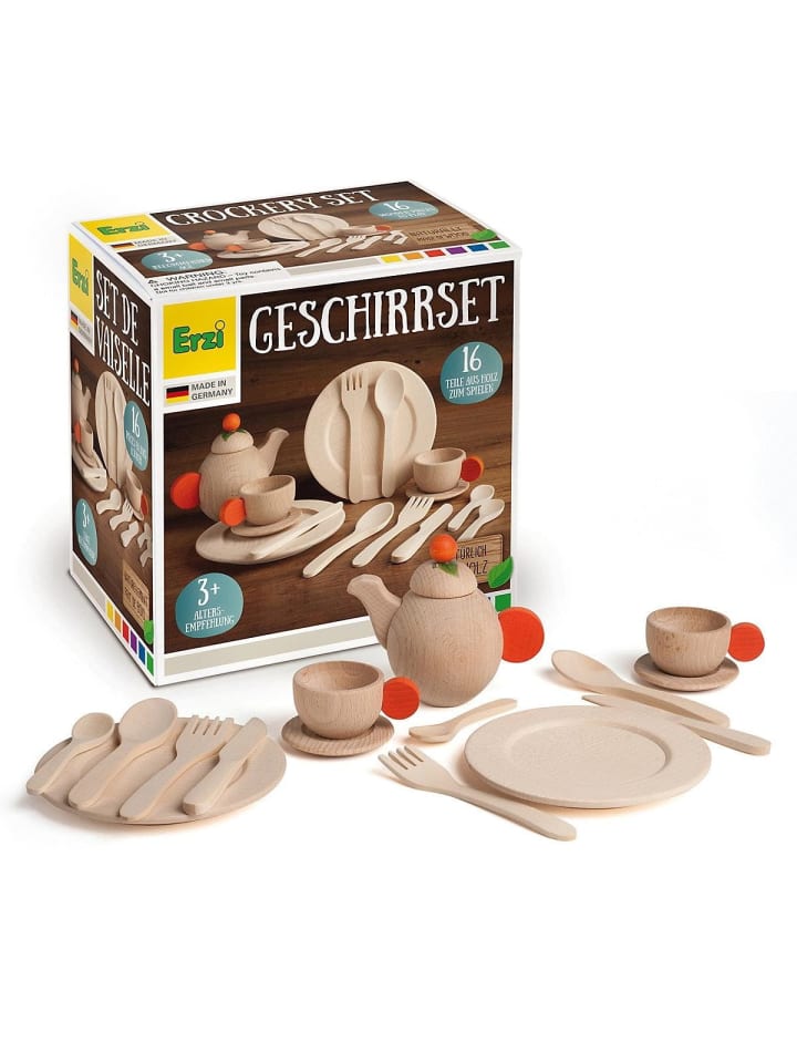 Erzi 16tlg. Set: Geschirrset Natur in braun günstig kaufen onesize