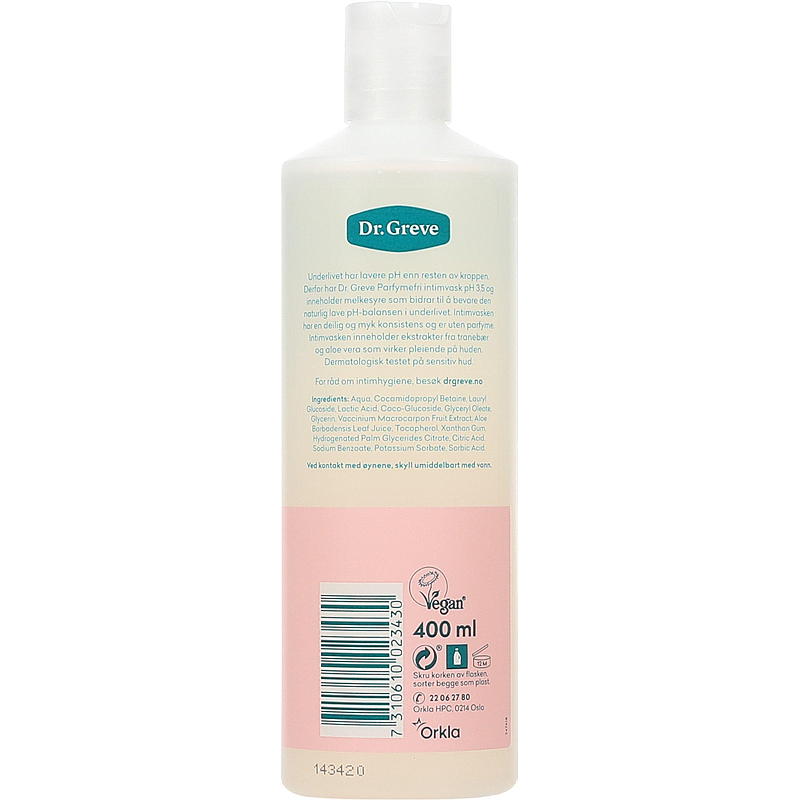Dr Greve Intimvask 400 ml parfymefri, Dr Greve
