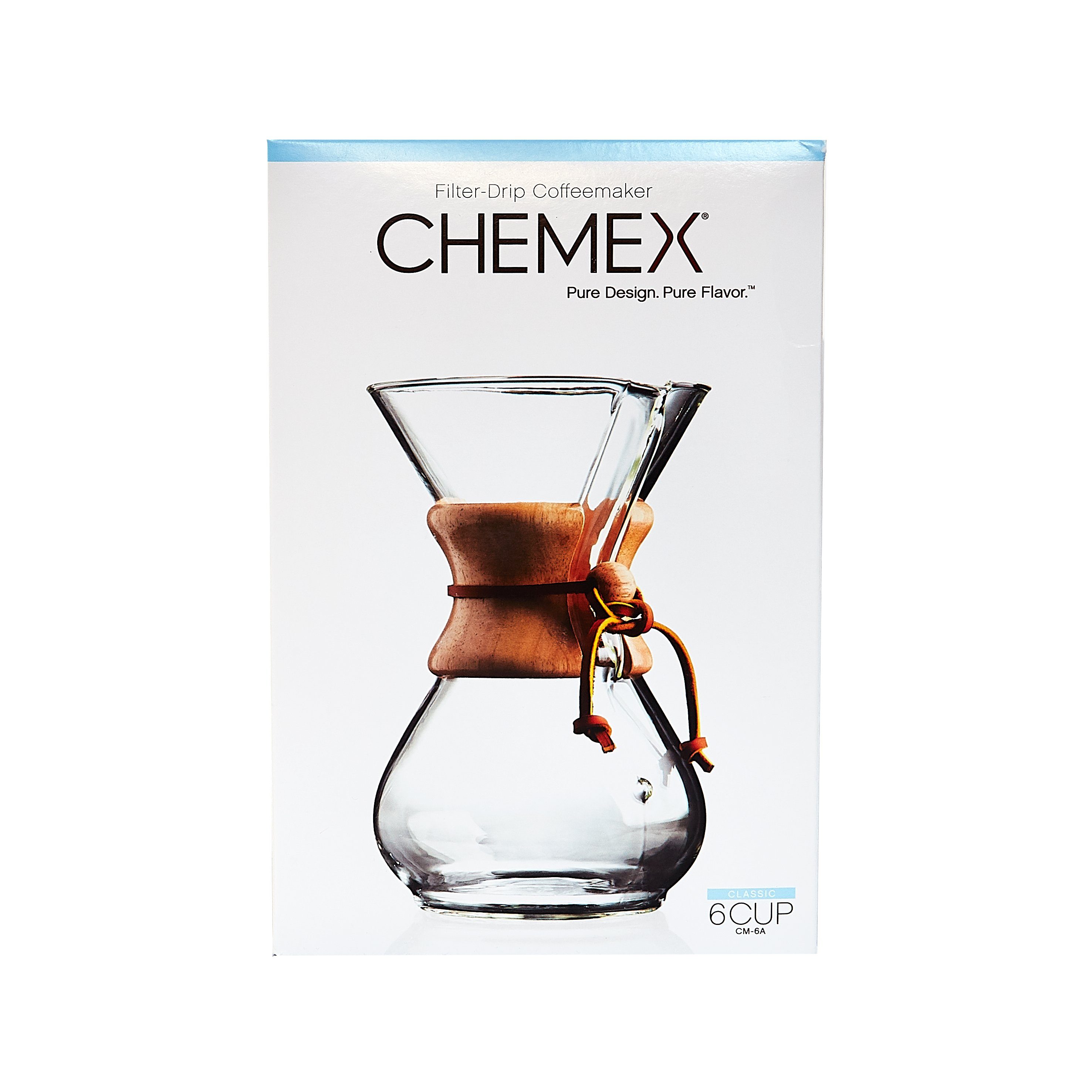 Chemex Kaffeebereiter CM-6A, 0,9l Kaffeekanne, aus Glas für 6 Tassen, braune Holzmanschette