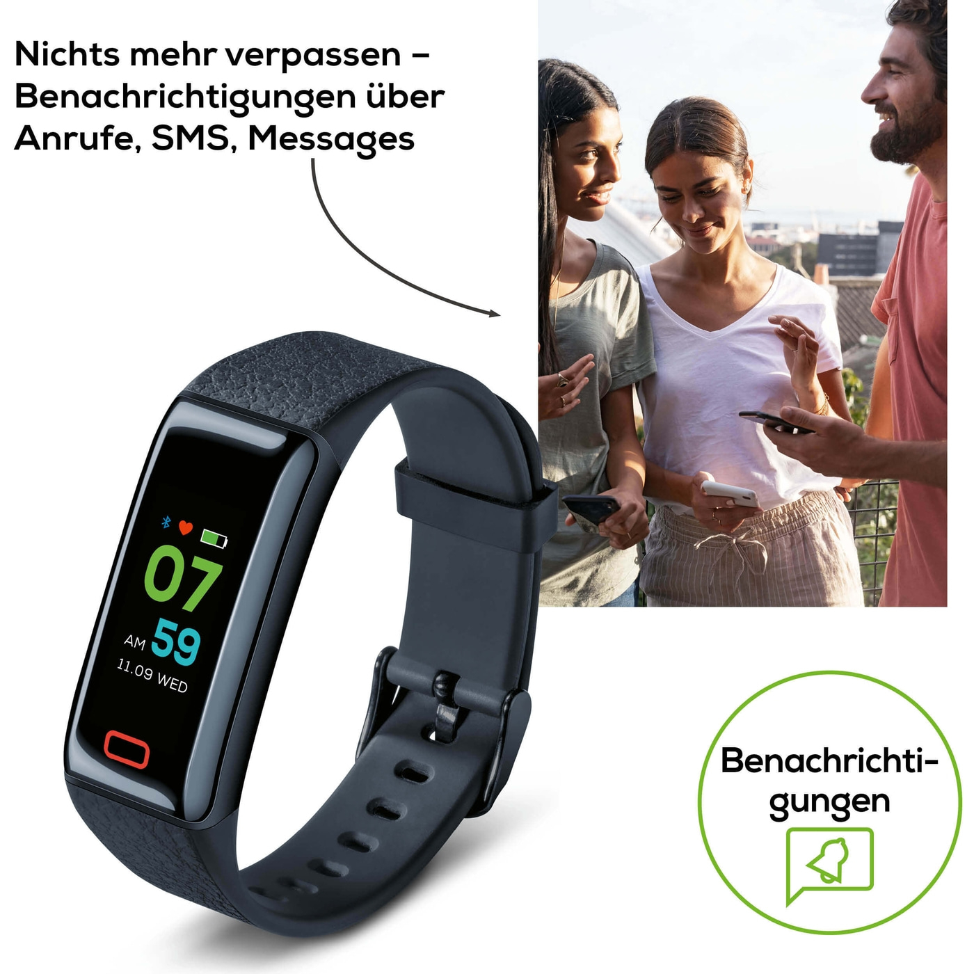 Beurer Aktivitätssensor AS 98 Pulse-Fitnessuhr mit Nachrichtenfunktion, Pulsmessung, Schlaf- & Aktivitätstracking