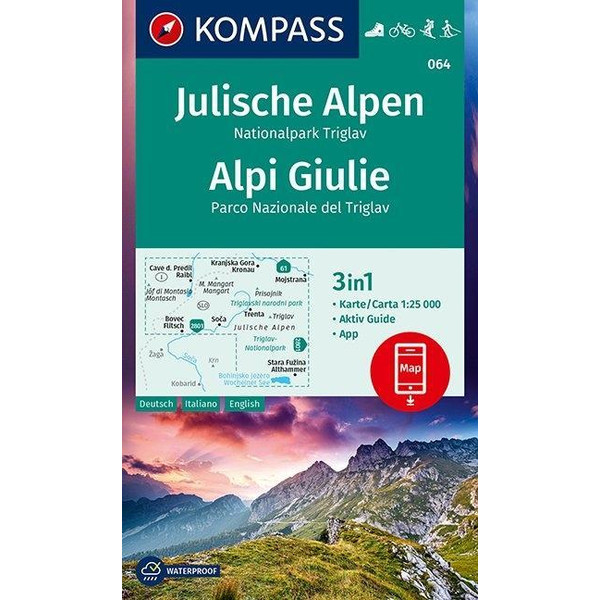 KOMPASS Wanderkarte Julische Alpen, Nationalpark Triglav, Alpi Giulie 1:25 000 - Wanderkarte