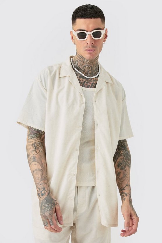 Tall Oversize Leinen-Hemd & Shorts