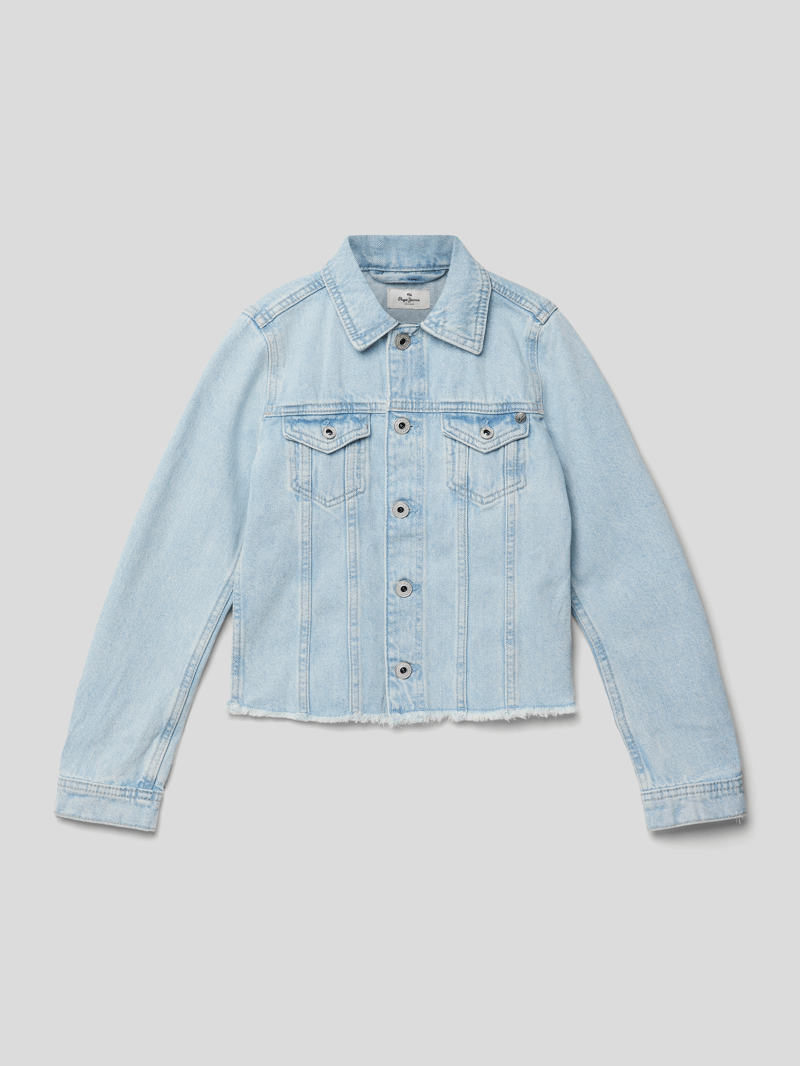 Jeansjacke mit ausgefranstem Saum Modell 'ISA' in blau