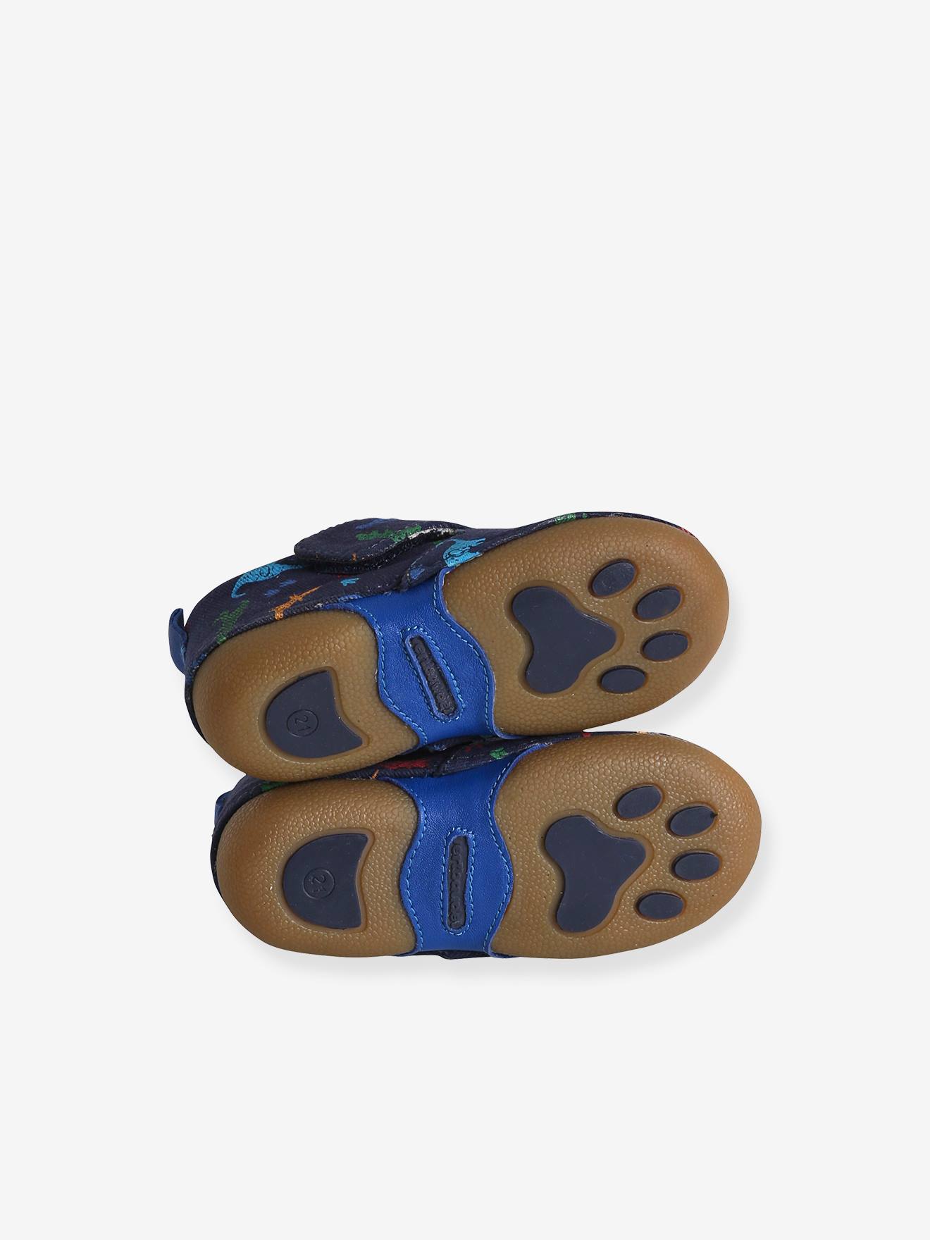 Chaussons scratchés bébé en toile marine