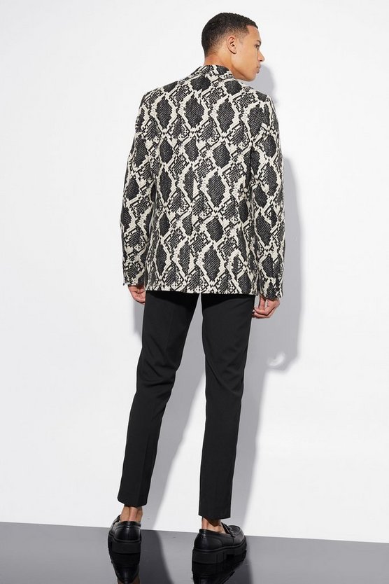 Tall Slim-Fit Jacquard-Blazer mit Schlagenprint