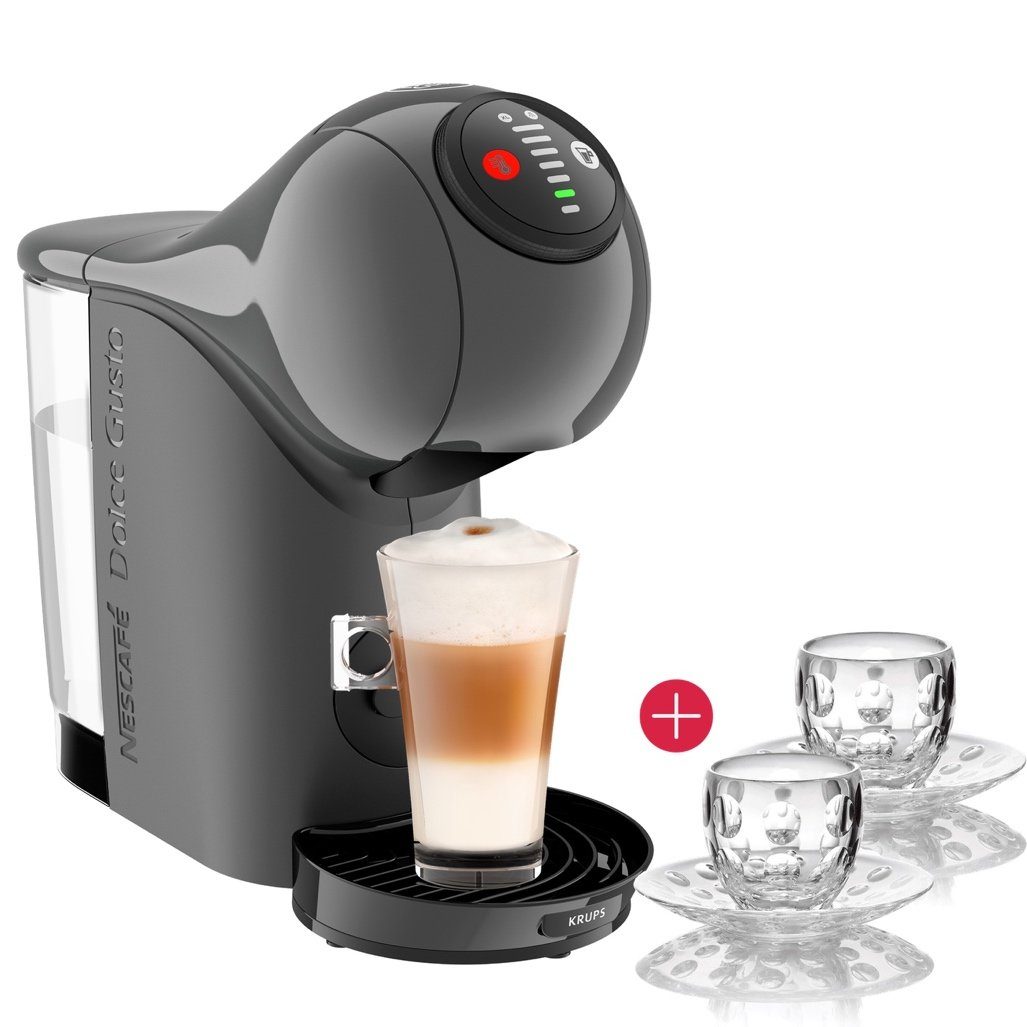 Krups Kapselmaschine Nescafé Dolce Gusto Genio S Kapselmaschine KP243B, 0,8L Wassertank, XL-Funktionalität + 2 Guzzini Espresso Tassen