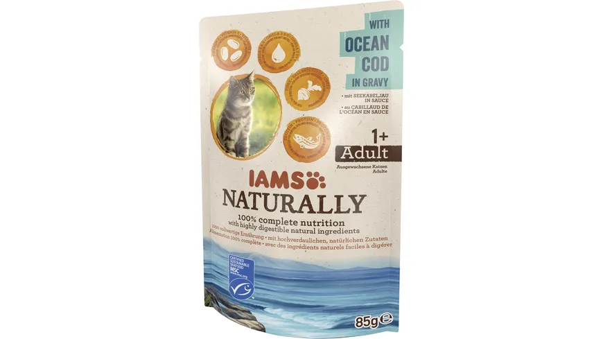 IAMS Naturally Katze Adult Kabeljau 85 g