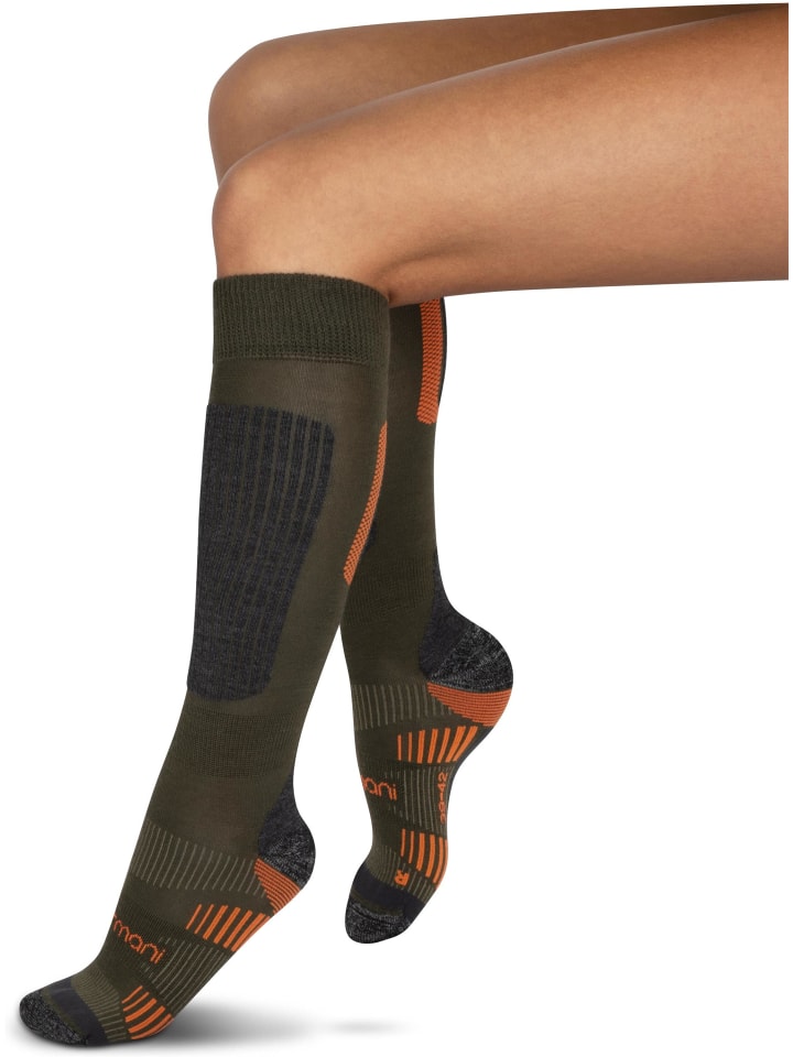 normani 2 bequeme Merino Trekking Kniestrümpfe mit Frotteesohle in Oliv günstig kaufen