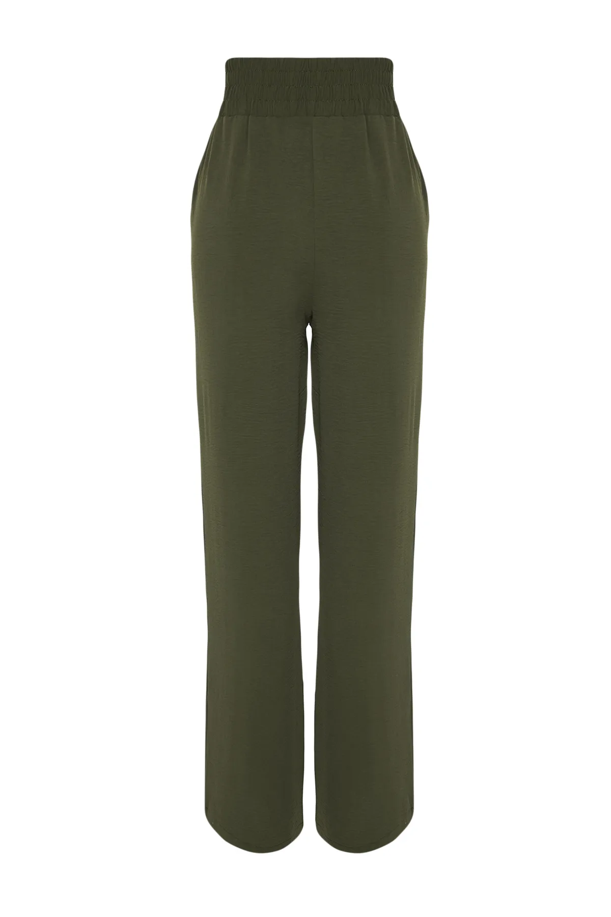 Trendyol Collection  Khakifarbene, elastische Webhose mit weitem Bein / breiter Knöcheltaille TWOSS22PL00024