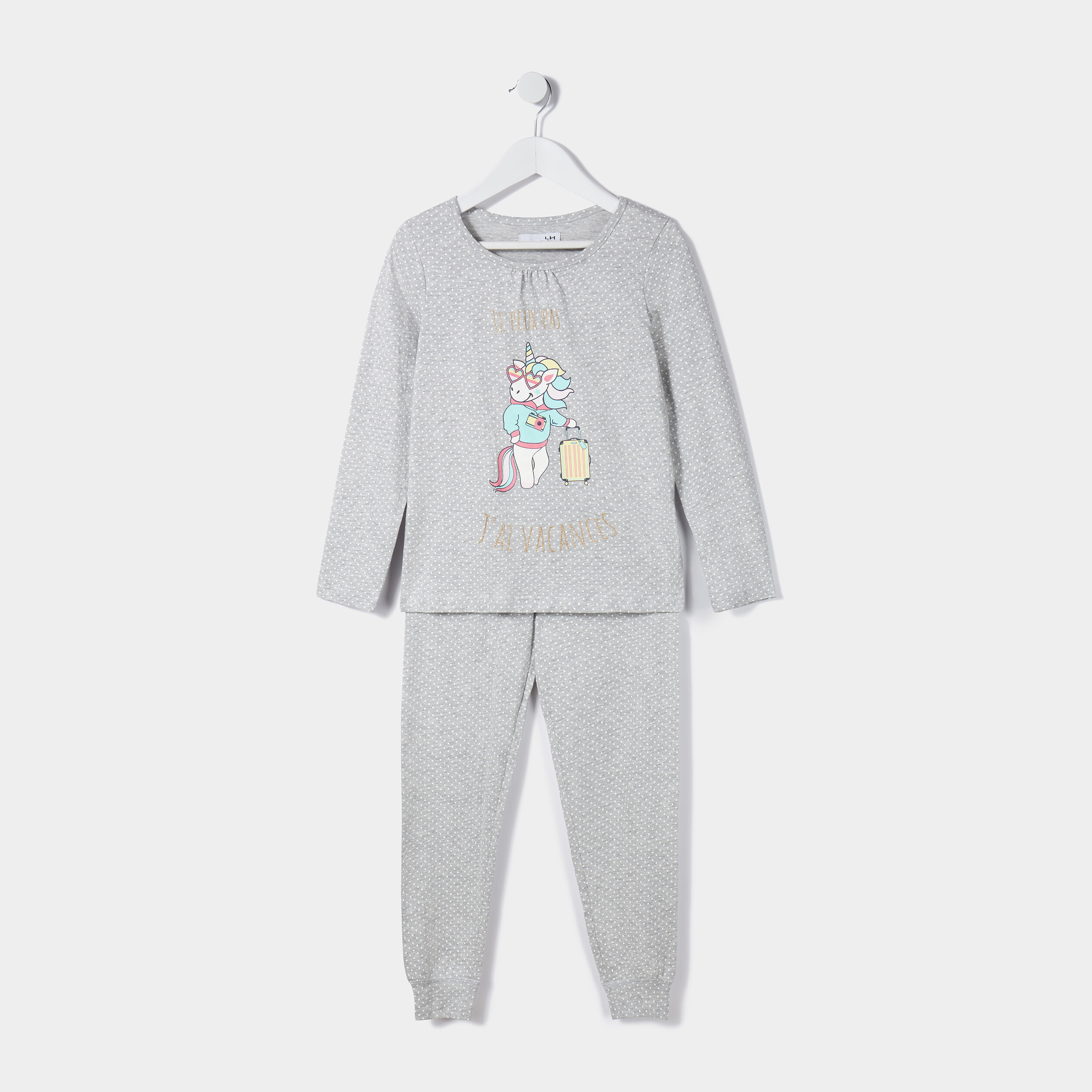 Ensemble pyjama 2 pièces gris clair fille | La Halle