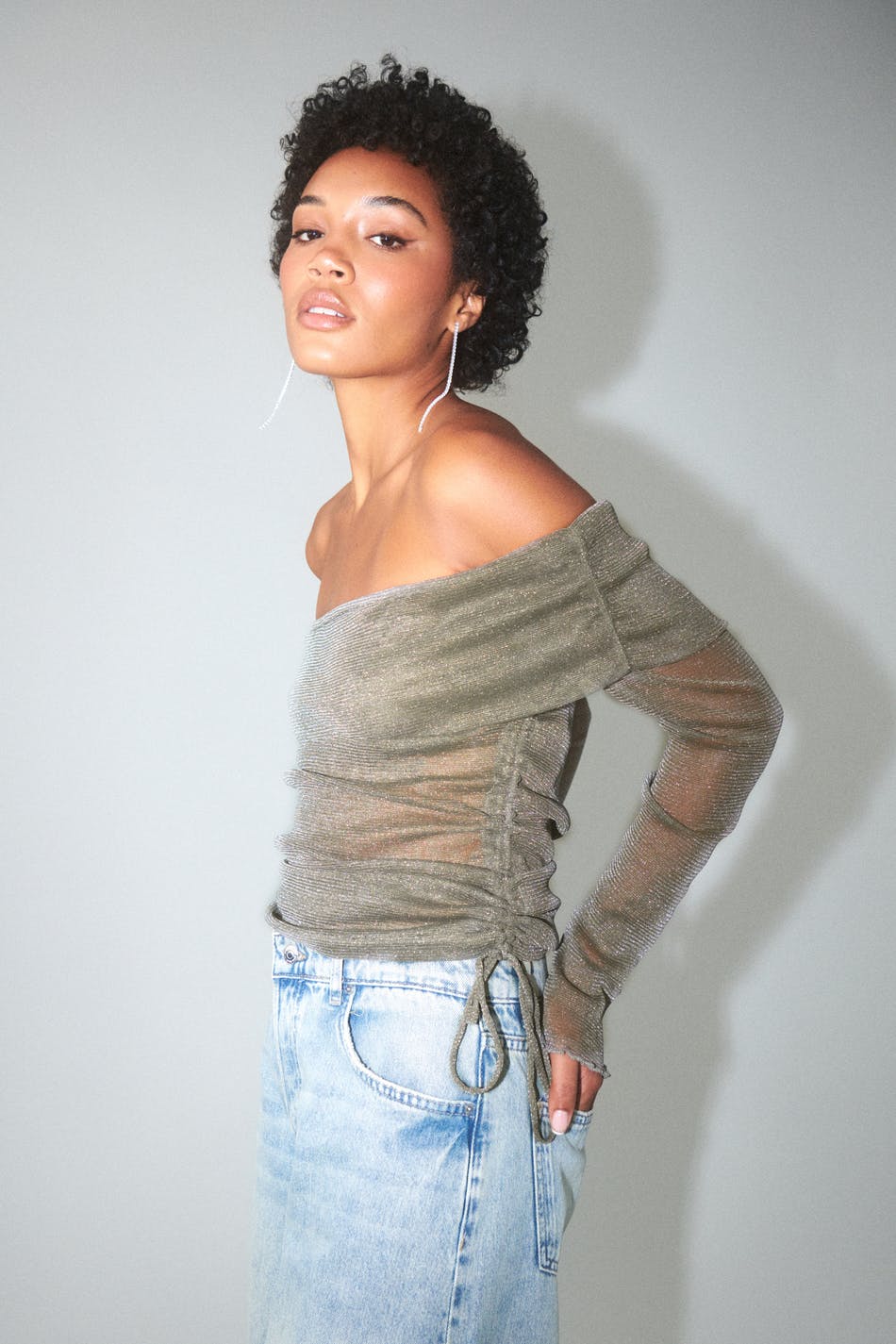 Glitter mesh top