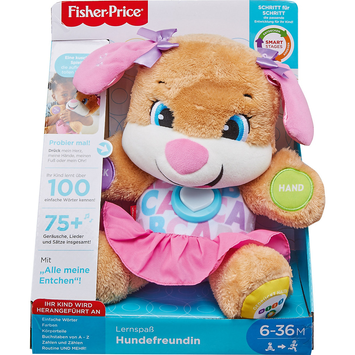 Fisher-Price Lernspaß Hundefreundin, Baby-Spielzeug, Kuscheltier, Lernspielzeug