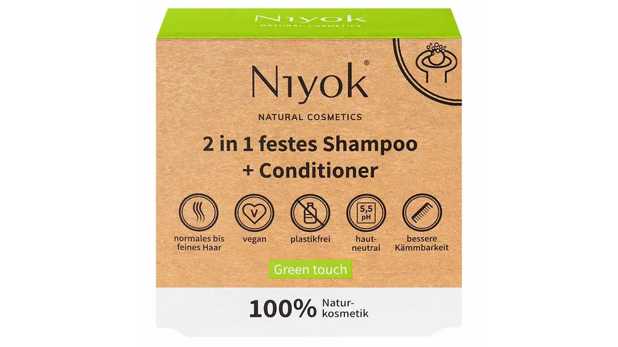Niyok 2 in 1 festes Shampoo & Conditioner Green Touch 80 g