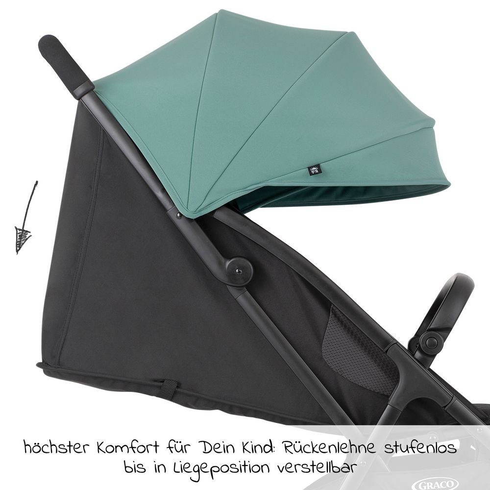 Graco Kinder-Buggy Myavo - Mint, Sportwagen mit Liegefunktion, Regenschutz nur 5,8 kg bis 22 kg faltbar