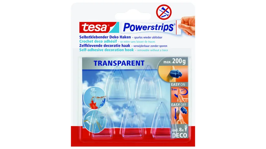 tesa®Powerstrips® transparent, Deco-Haken transparent
