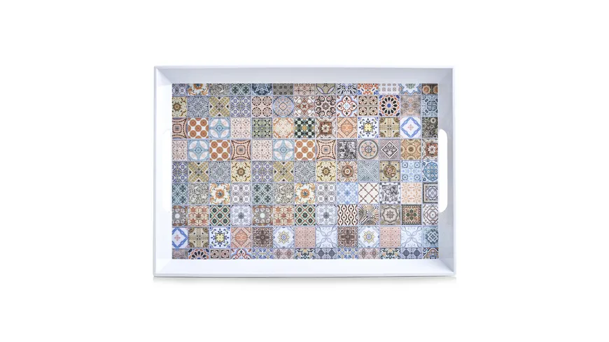 zeller Tablett Mosaik 50x35cm weiss, dekor