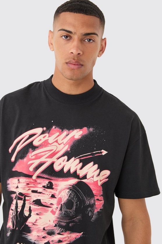 Oversize T-Shirt mit Totenkopf-Print