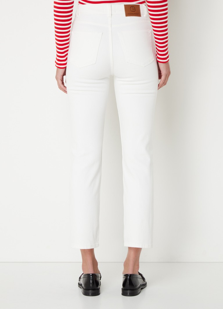 Modele Jean Claudie Pierlot Jean-Toto cu toc înalt, mulate, scurte și cropped, într-o culoare decolorată