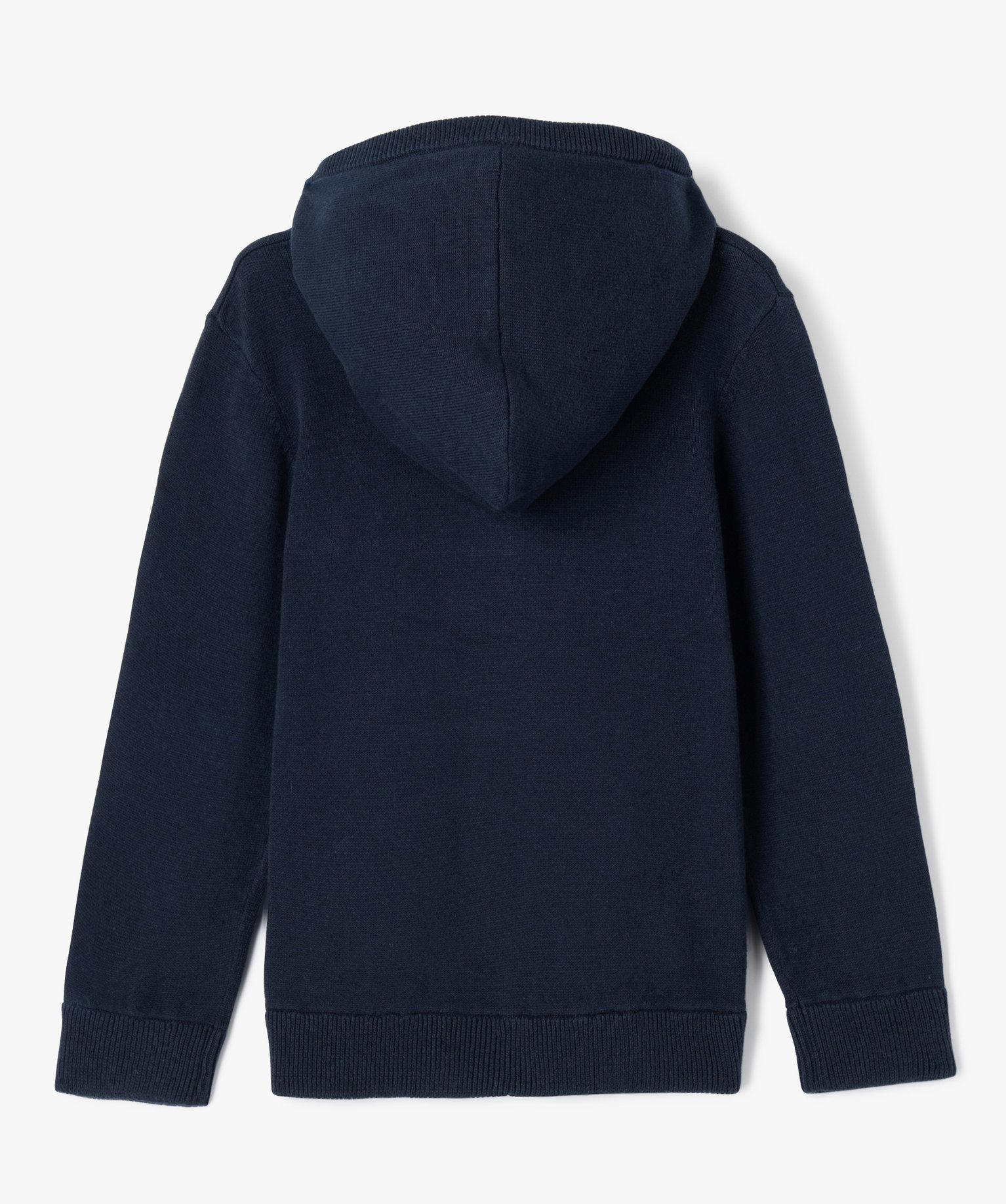 Pull en coton à capuche avec broderie poitrine Garçon marine | GEMO