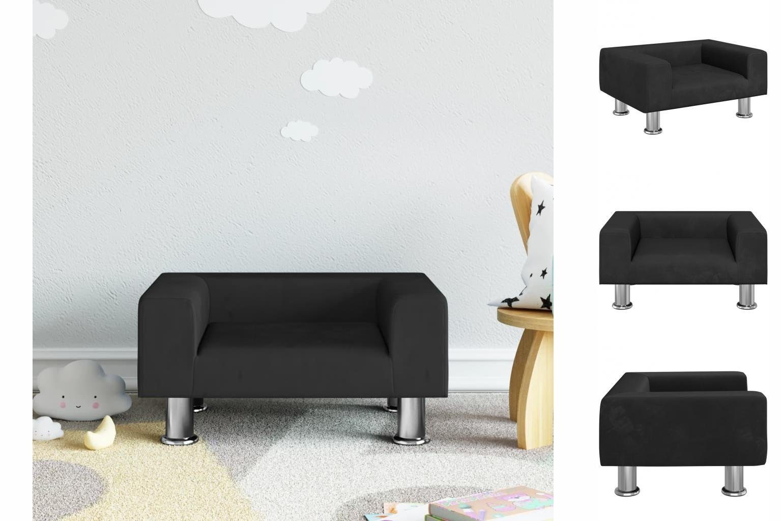 vidaXL Kindersofa Kindersofa Schwarz 50x40x26,5 cm Samt Kindercouch Kindermöbel Kinderzi