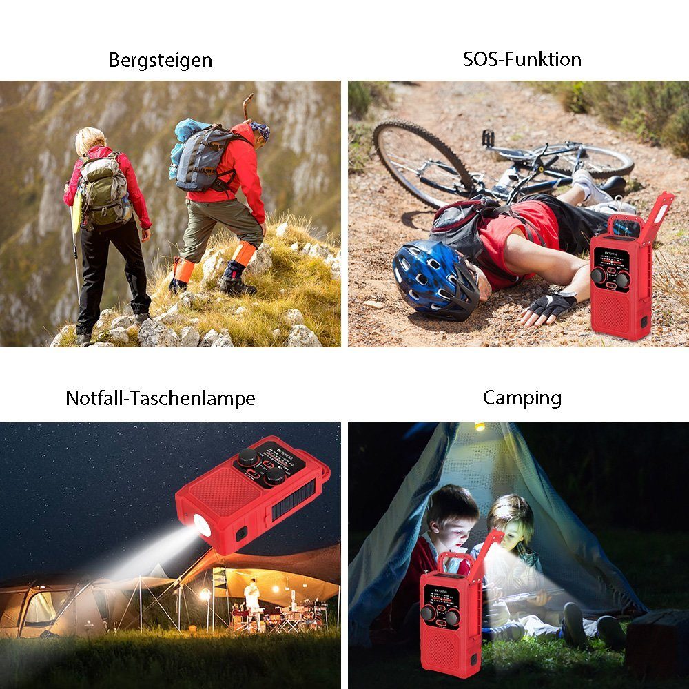 Retekess TR201 tragbares Notfallradio IPX3 wasserdicht, 5000mAh AM/FM Notfallradio (IPX3 wasserdicht, 5000mAh Wiederaufladbare Batterie, SOS-Alarm)