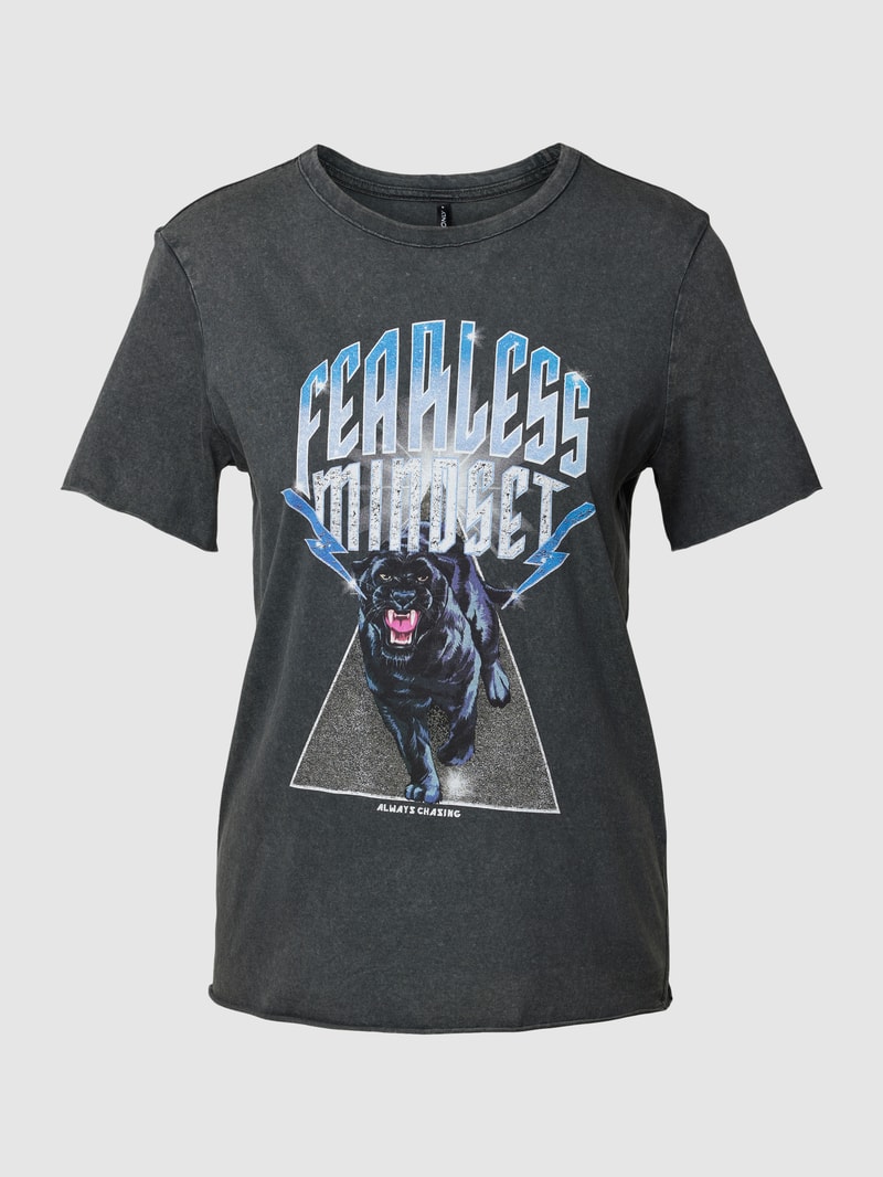 T-Shirt mit Motiv-Print Modell 'LUCY' in anthrazit