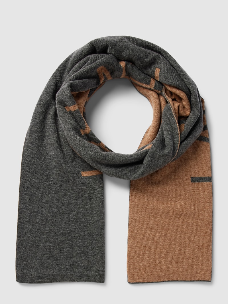 Schal mit Label-Print in anthrazit