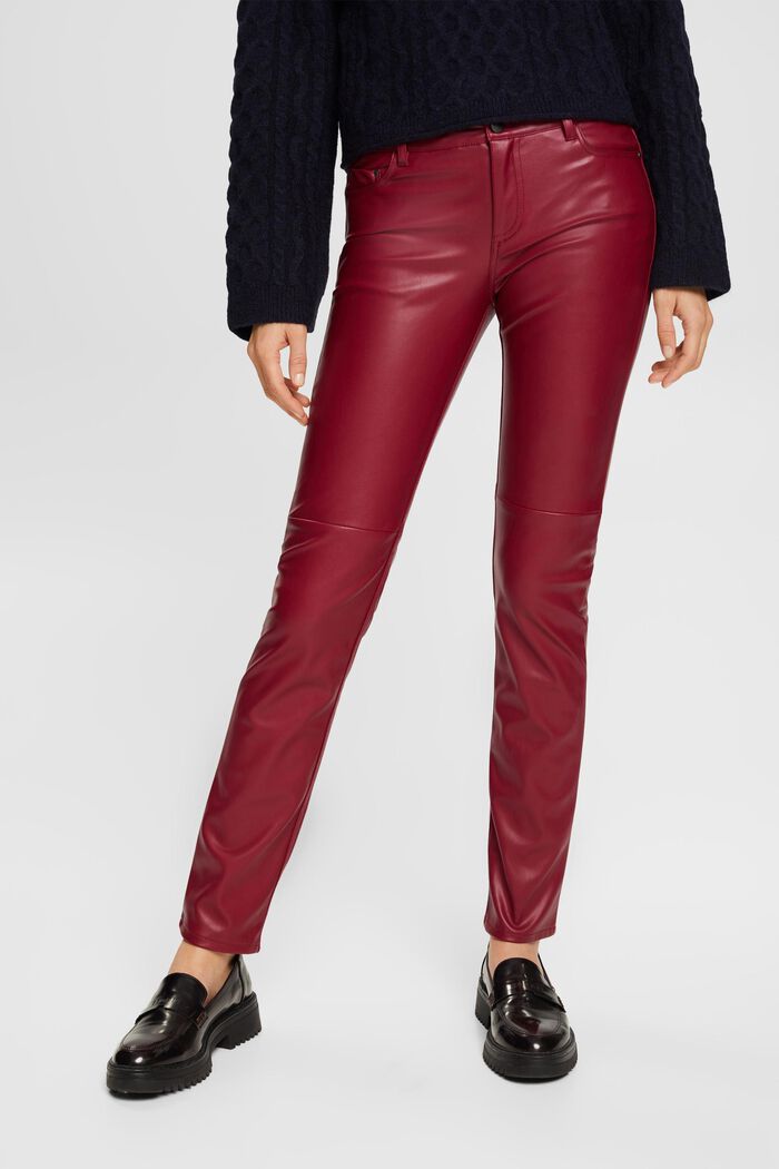 Kunstleder-Hosen mit mittelhohem Bund und geradem Bein